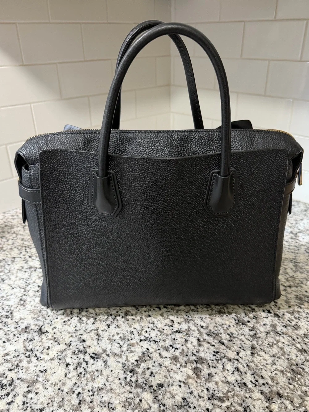 Michael Kors Mercer Large Black Belted Satchel w/ Gold Hardware